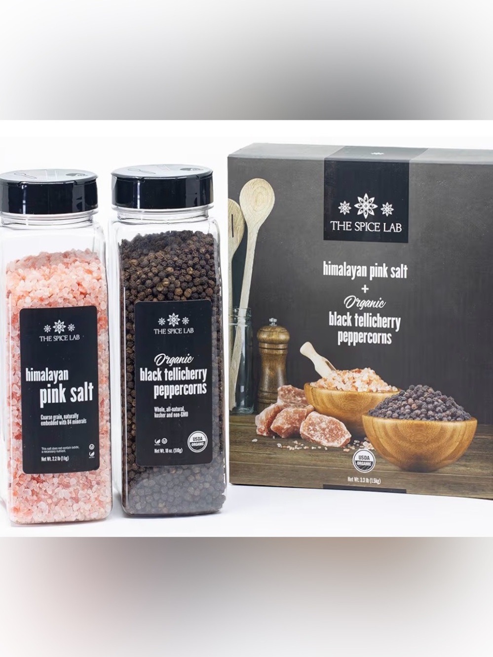 The Spice Lab Pink Himalayan Salt and Organic Peppercorns Gift Pack (083)